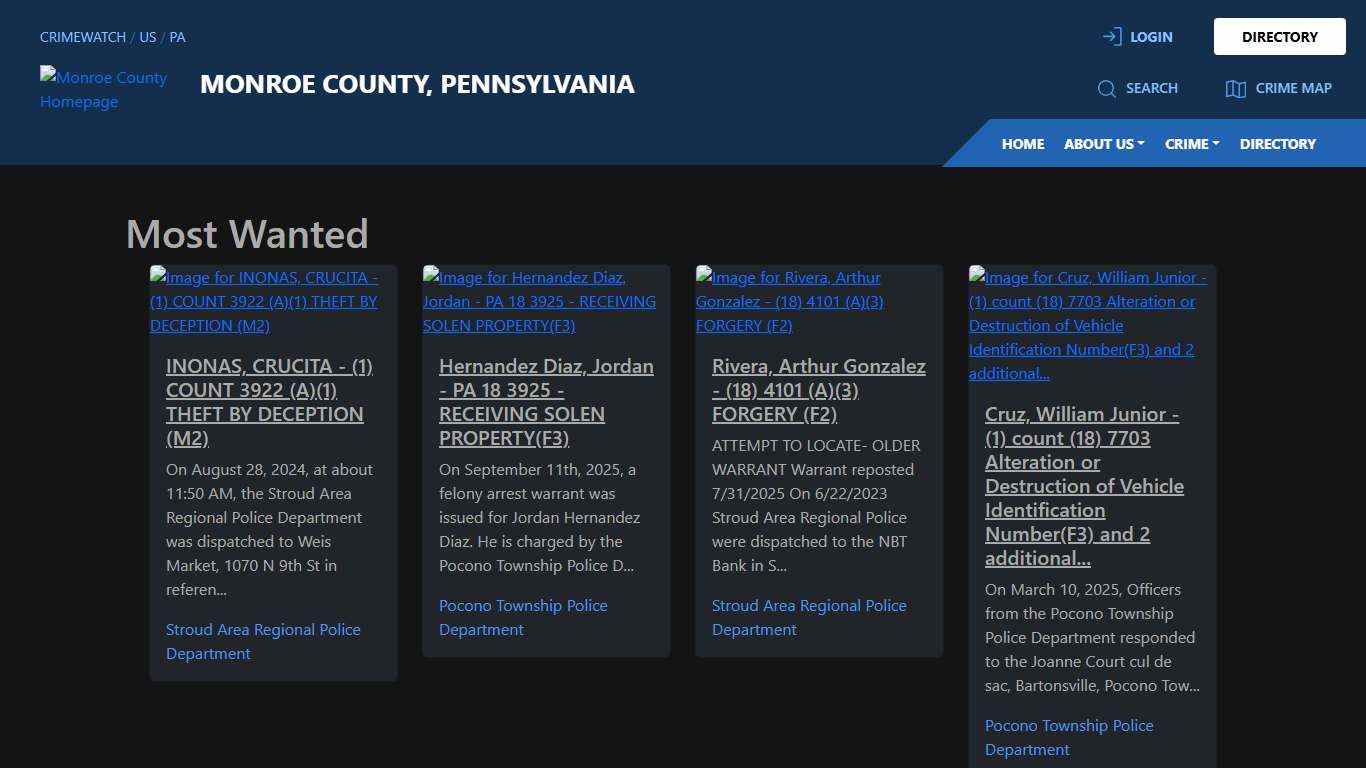 Most Wanted for Monroe County, Pennsylvania | CRIMEWATCH