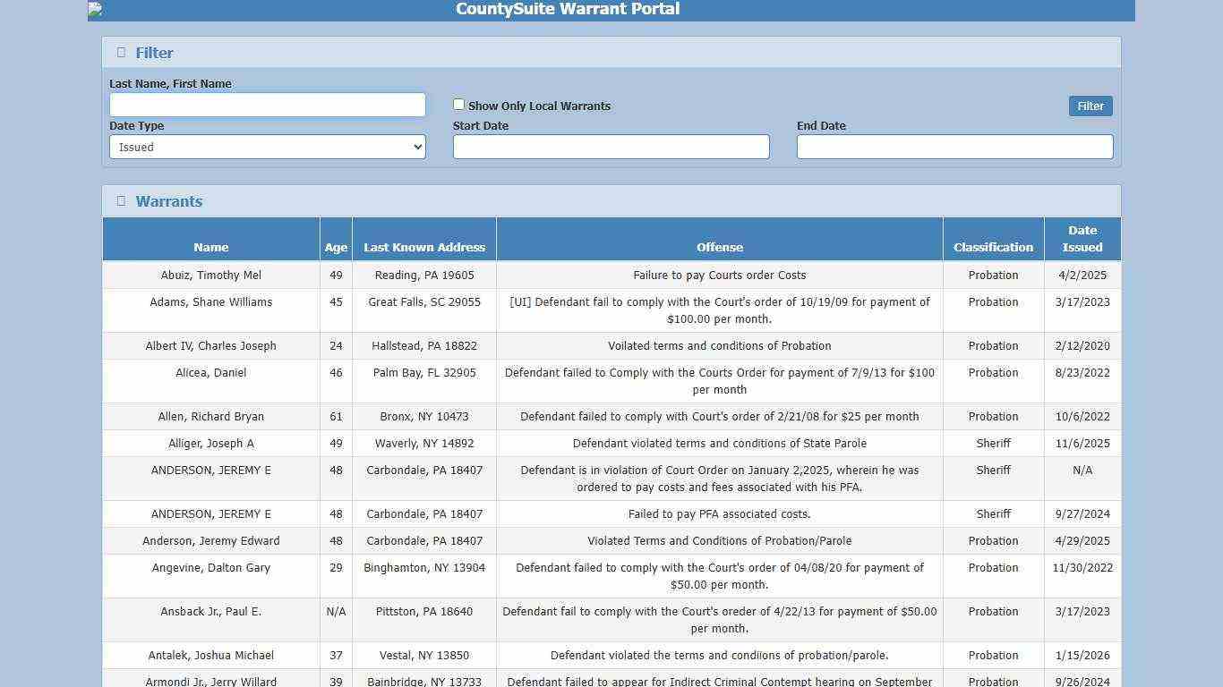 CountySuite Warrant Portal